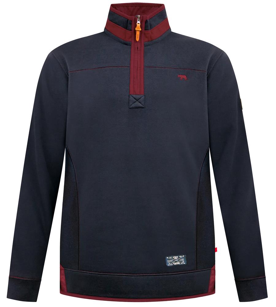D555 LEICESTER 1 Quarter Neck Fleece Sweatshirt For Men (Tall) in Navy, LT-3XLT