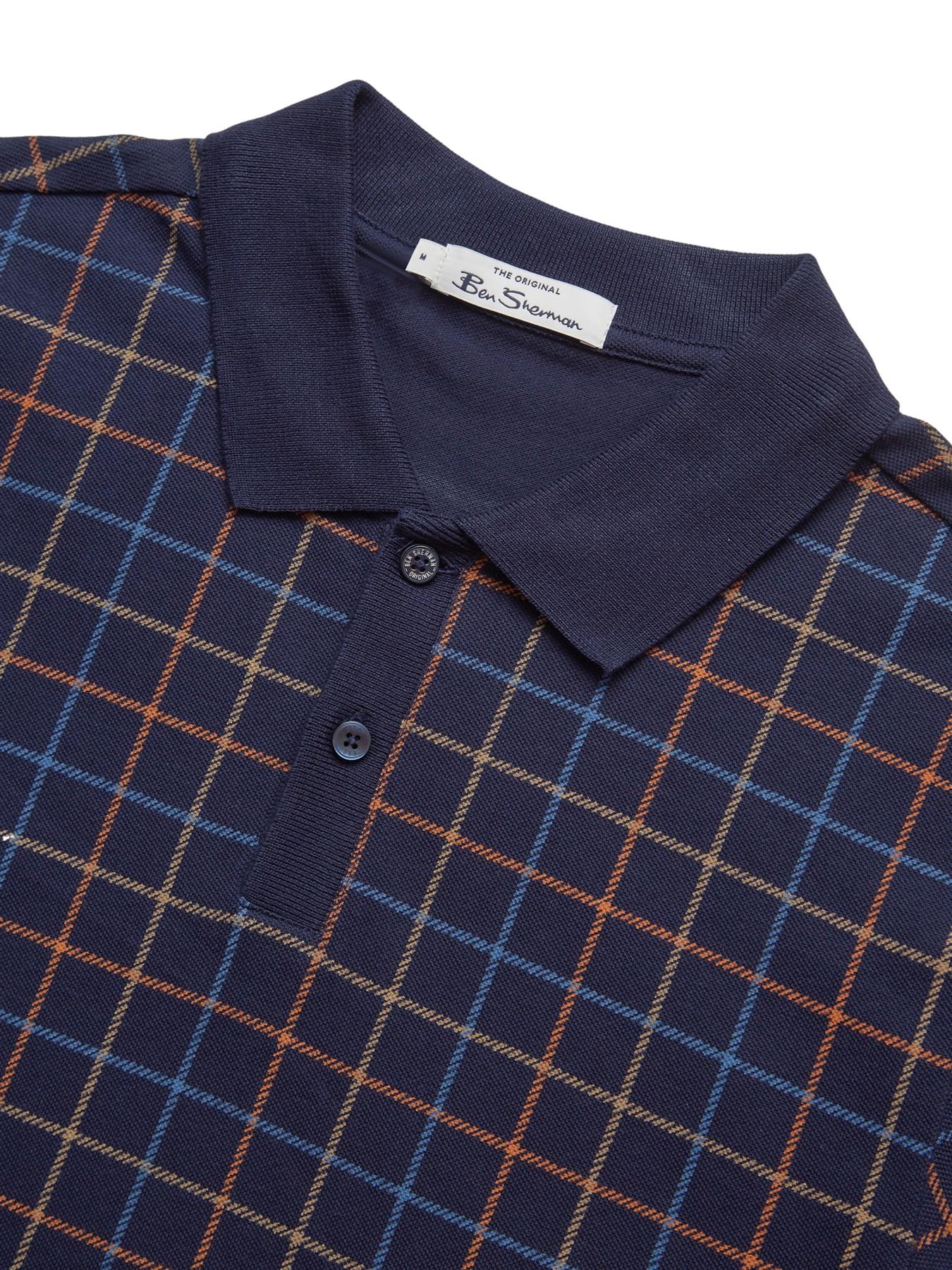 Ben Sherman Men's Plus Size Tattersall Check Polo Marine 2XL-5XL