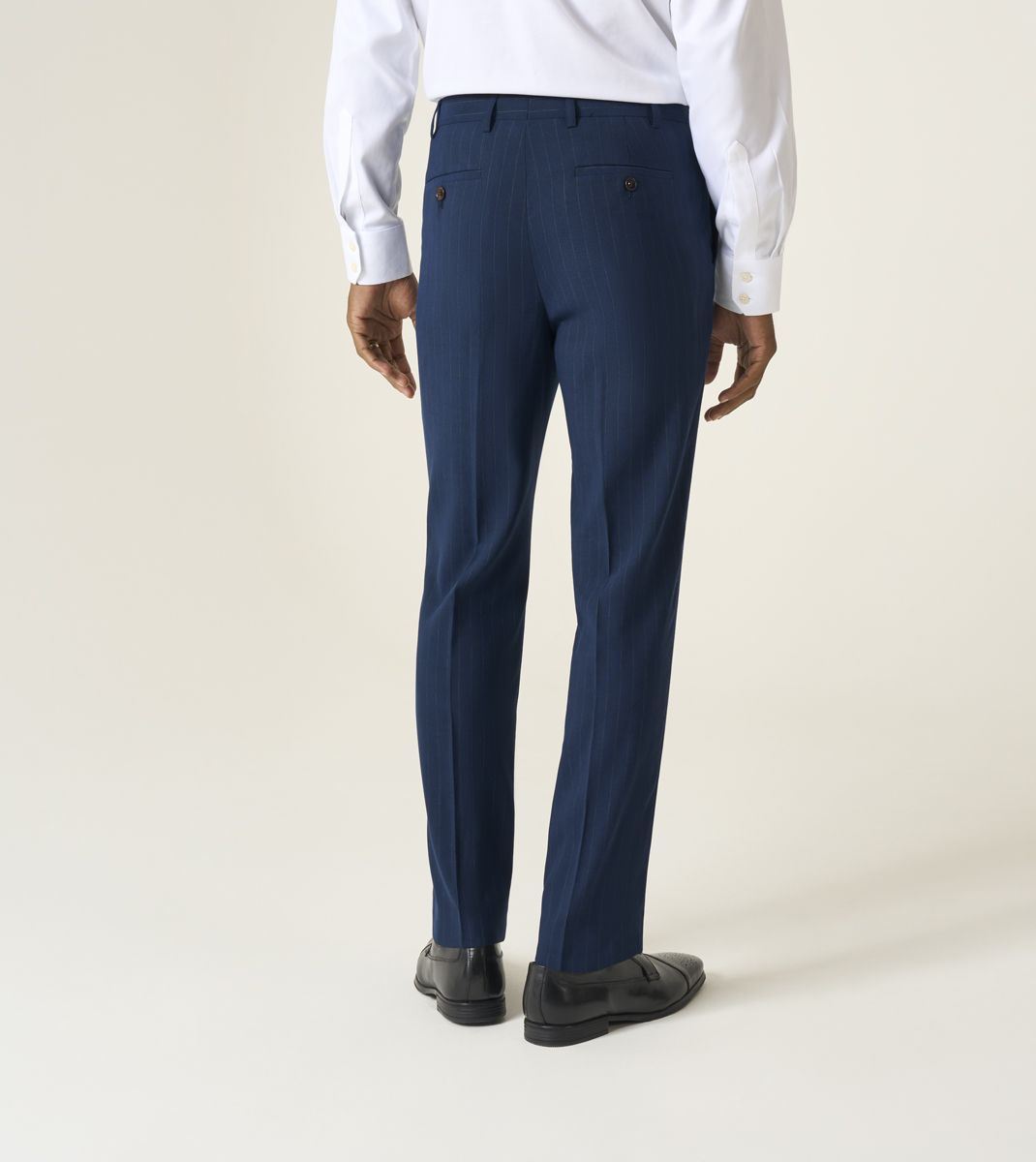 Skopes Wright Suit Tailored Fit Trouser For Men in Navy Blue Pinstripe, 30W-58W