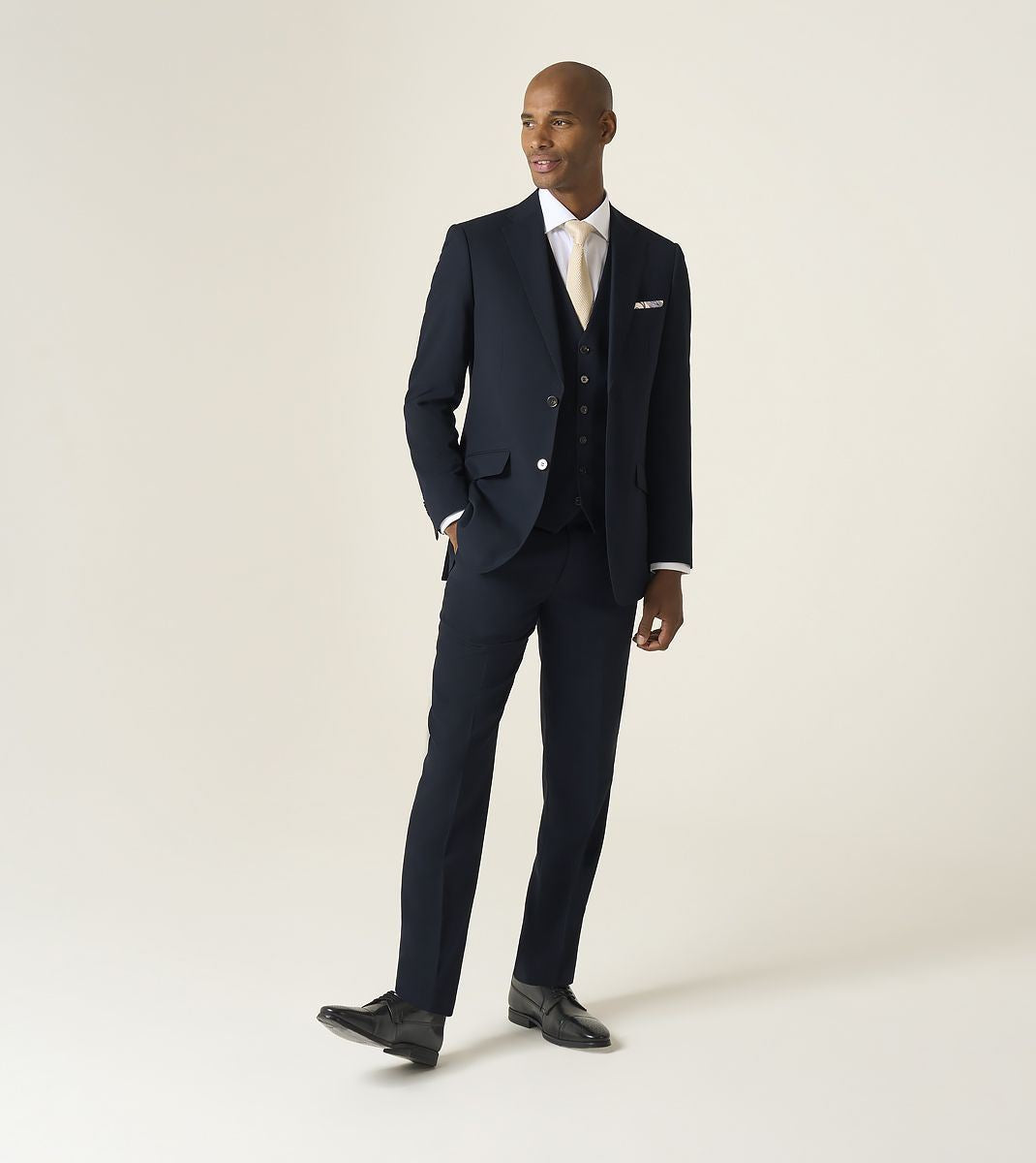 Skopes Tailored Fit Harcourt Suit Trouser For Men in Navy Ink Tweed Effect, 30W-58W