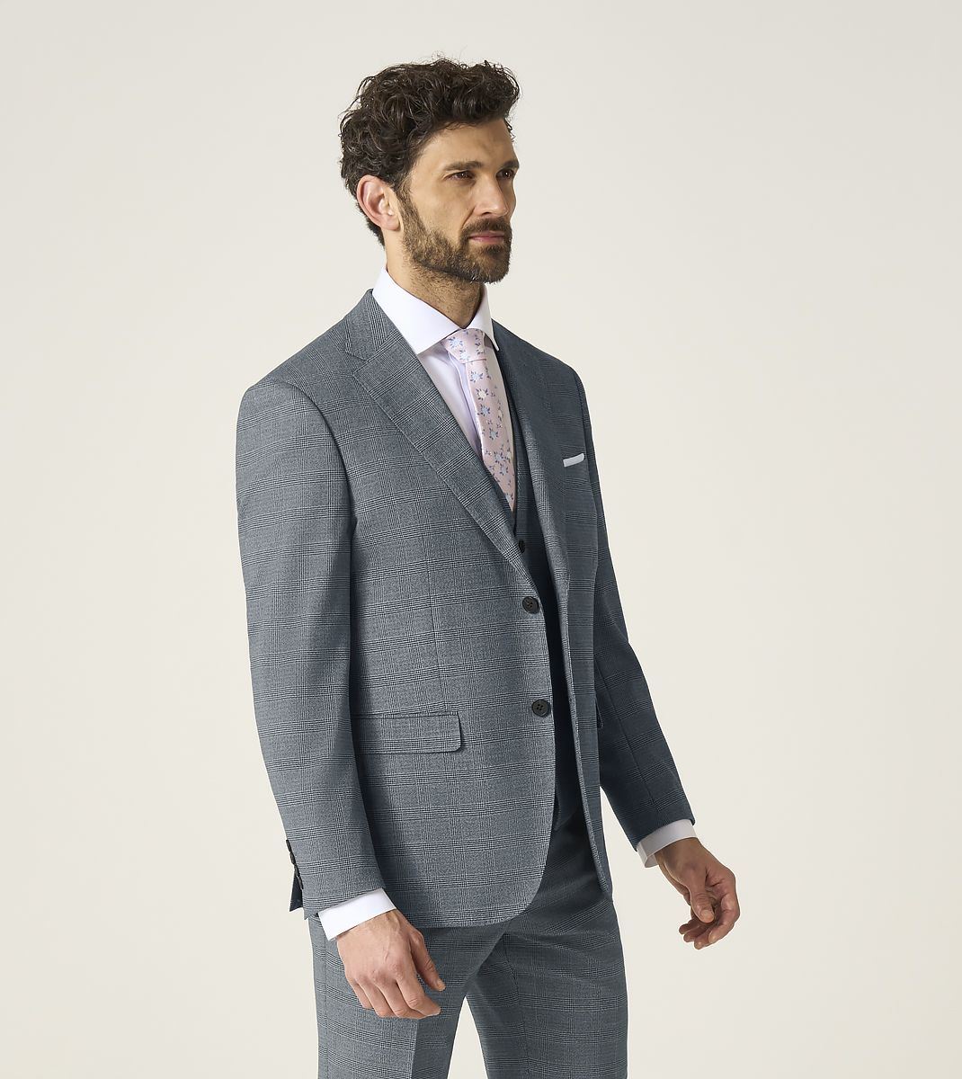 Skopes Anthony Suit Tailored Fit Jacket For Men in Grey Check, 36S-62L