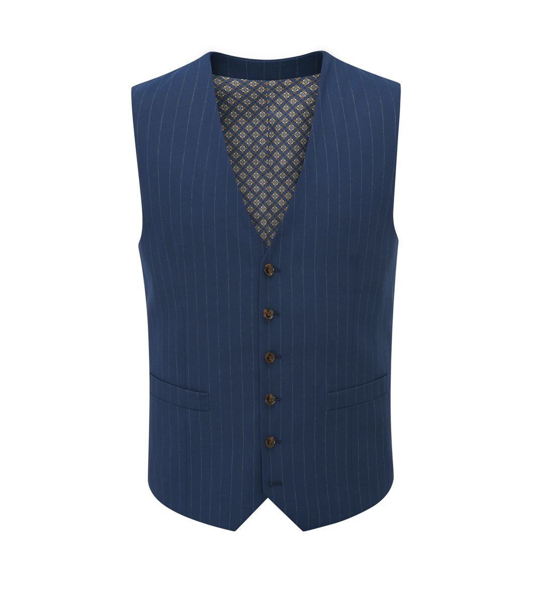 Skopes Wright Suit Waistcoat For Men in Navy Blue Pinstripe, 34R-62R