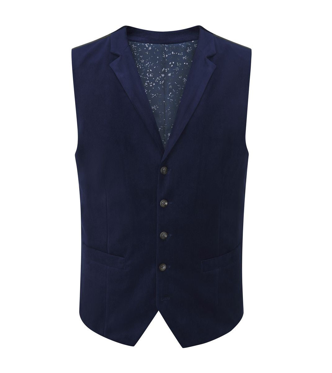 Skopes Atkinson Suit Waistcoat For Men in Navy Blue Corduroy, 34R to 62R