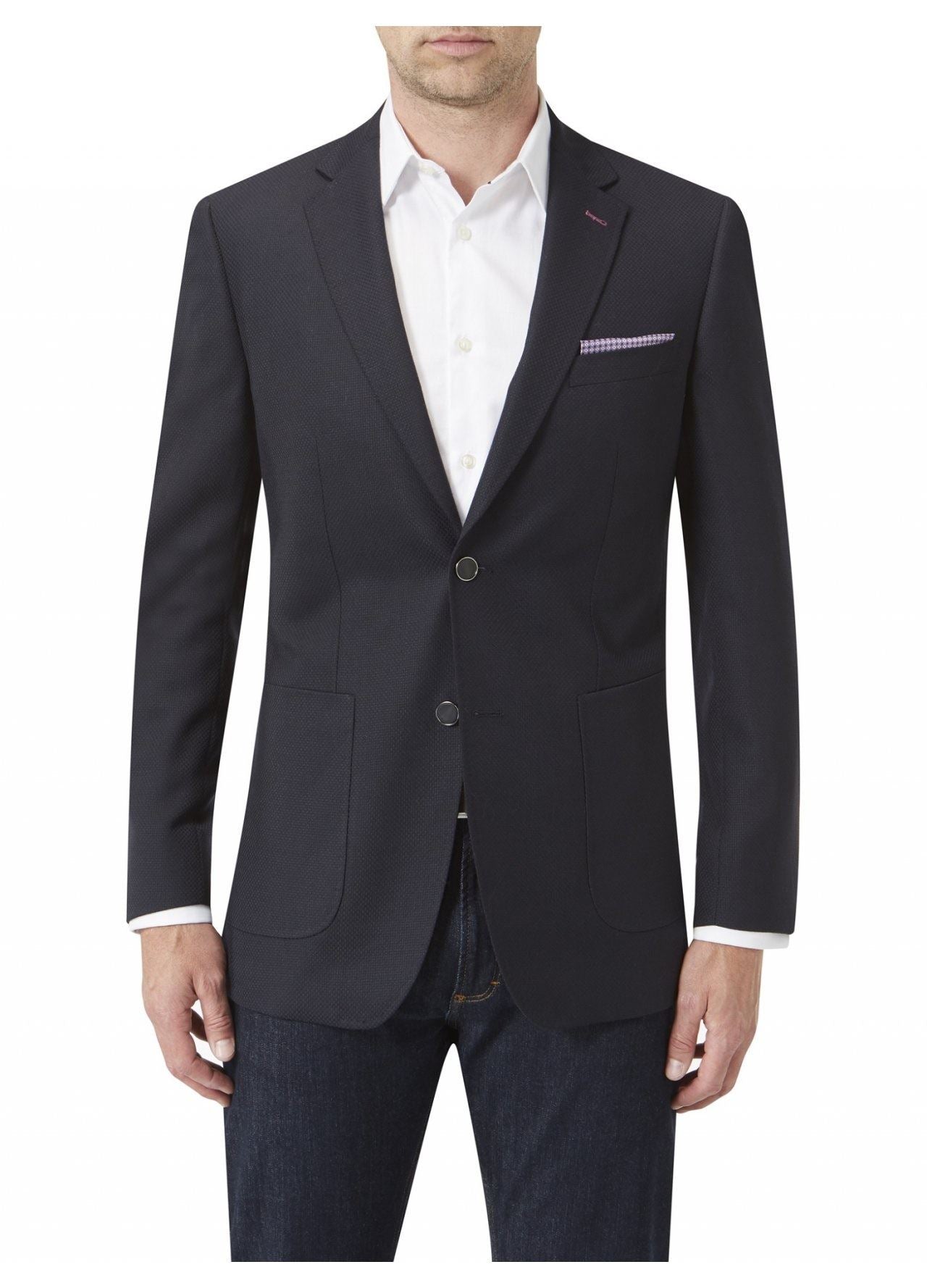 SKOPES Mens Navy Semi Plain Wool Blend Sports Jacket (Harrow) in Navy 48 - 62