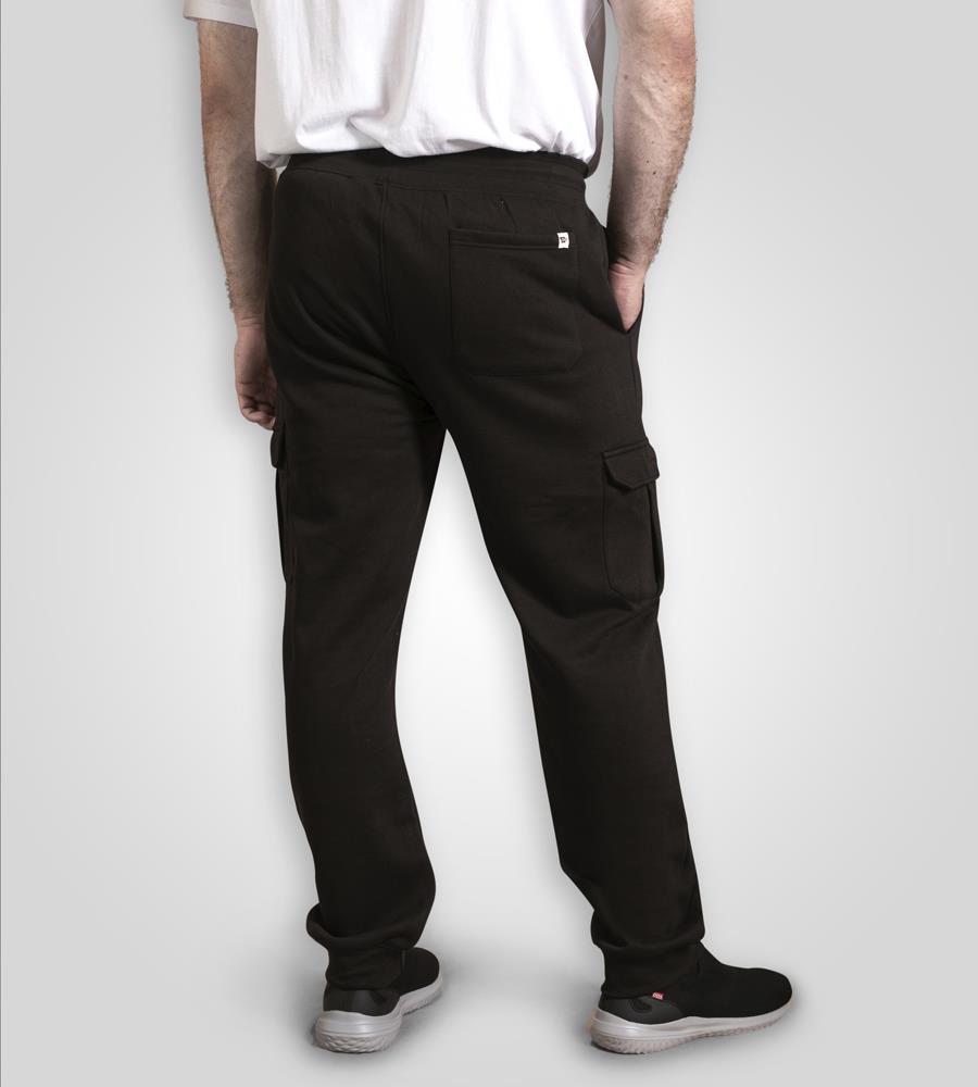 D555 EDINBURGH 1 Cargo Pocket Joggers For Men (Tall) With Ribbed Cuffs in Black, LT-3XLT