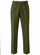 SKOPES Mens Wool Blend Flat Front Trousers in Lovat