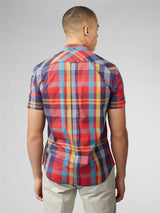 Ben Sherman Signature Large Madras Check Short Sleeve Shirt for Mens (0075938) in Scarlet, 2XL-5XL