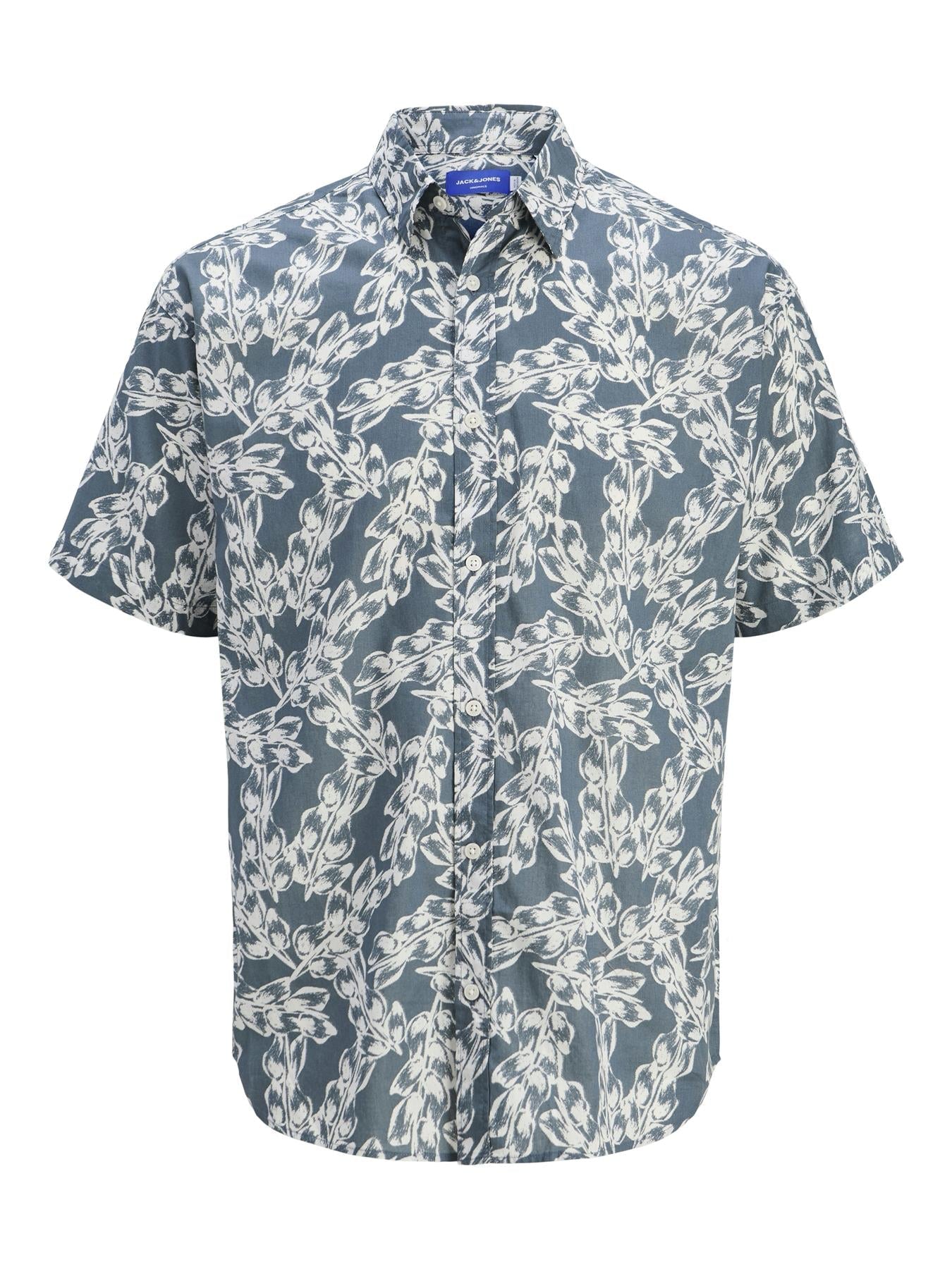 Jack & Jones Short Sleeves Shirt For Men (JORJOSHUA SPLIT AOP) in 3 Colours, 4XL-7XL