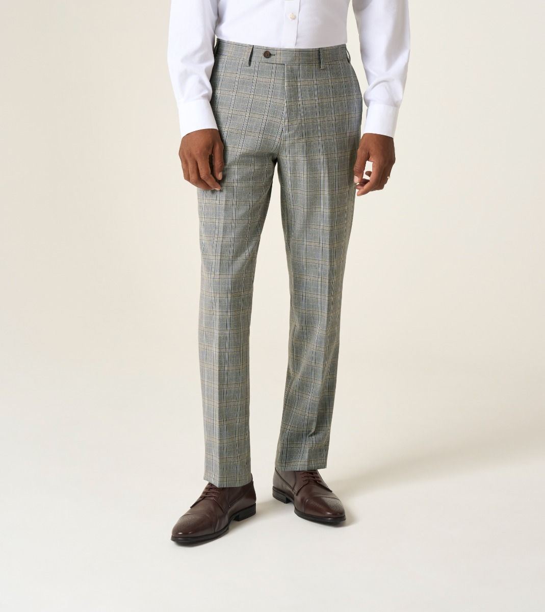Skopes Dettori Suit Tailored Fit Trouser For Men ins Brown Blue Check, 30W-58W