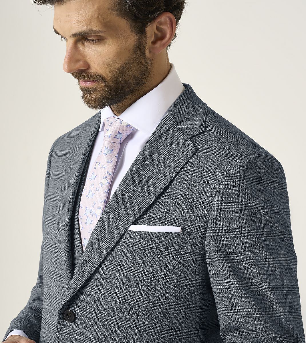 Skopes Anthony Suit Tailored Fit Jacket For Men in Grey Check, 36S-62L