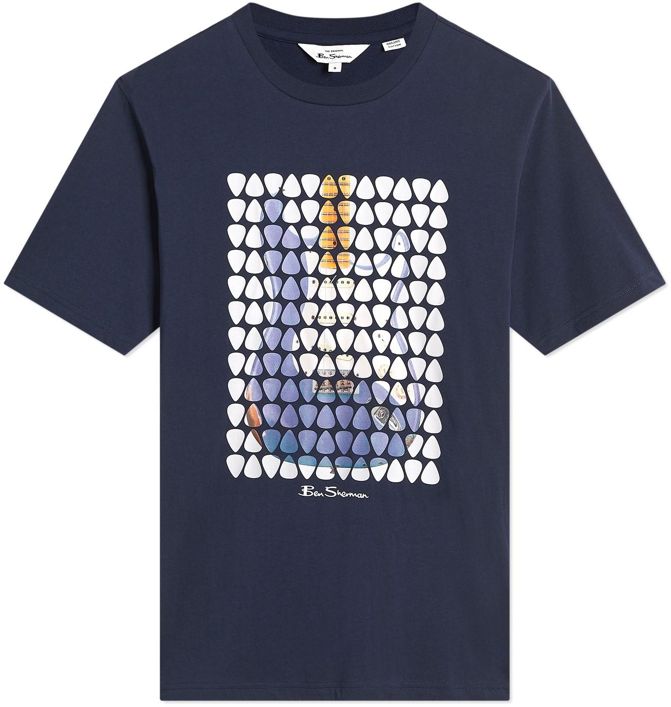 Ben Sherman (0074534IL) Men's Plectrum Art Tee in Dark Navy, 2XL to 5XL