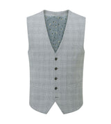 Skopes Aspen Waistcoat For Men in Blue Check Puppytooth, 34R-62R