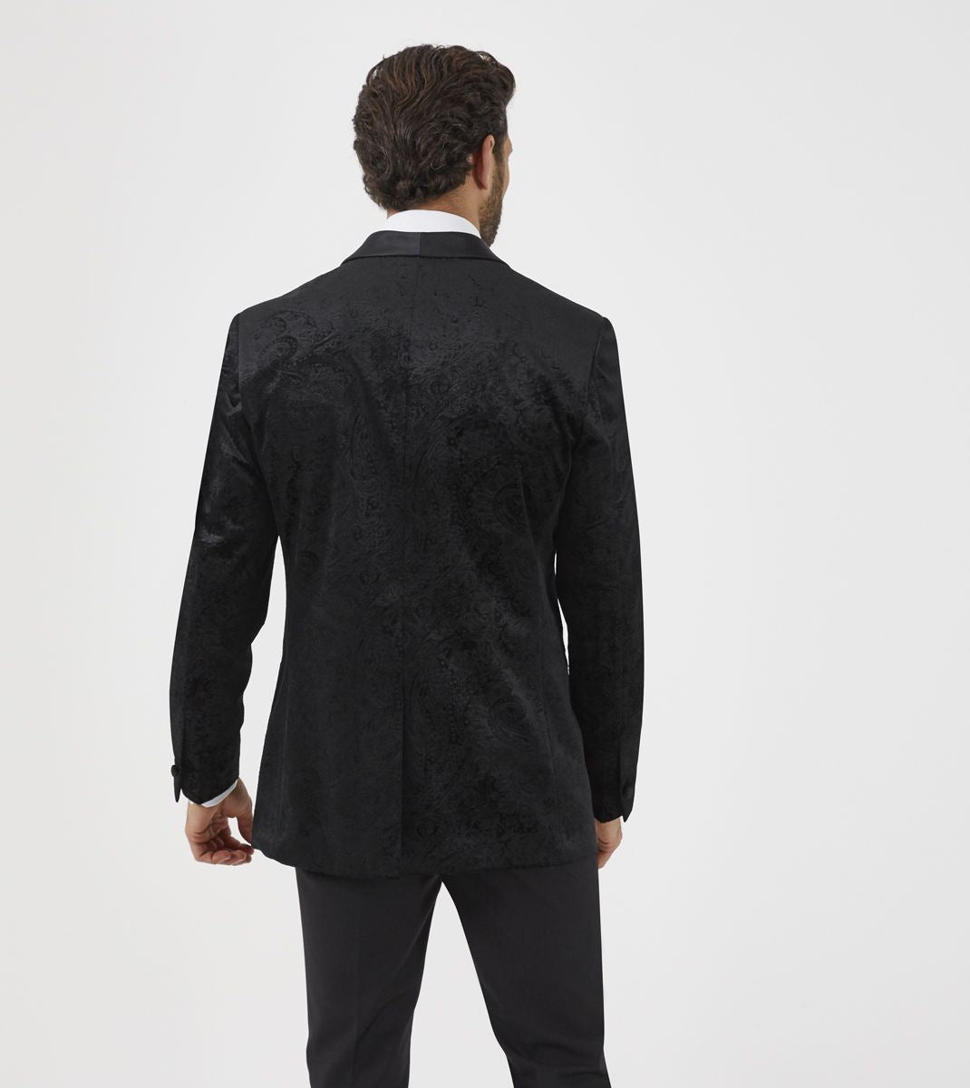 Skopes Westwood jacket in black paisley with satin shawl collar Size 34 - 62
