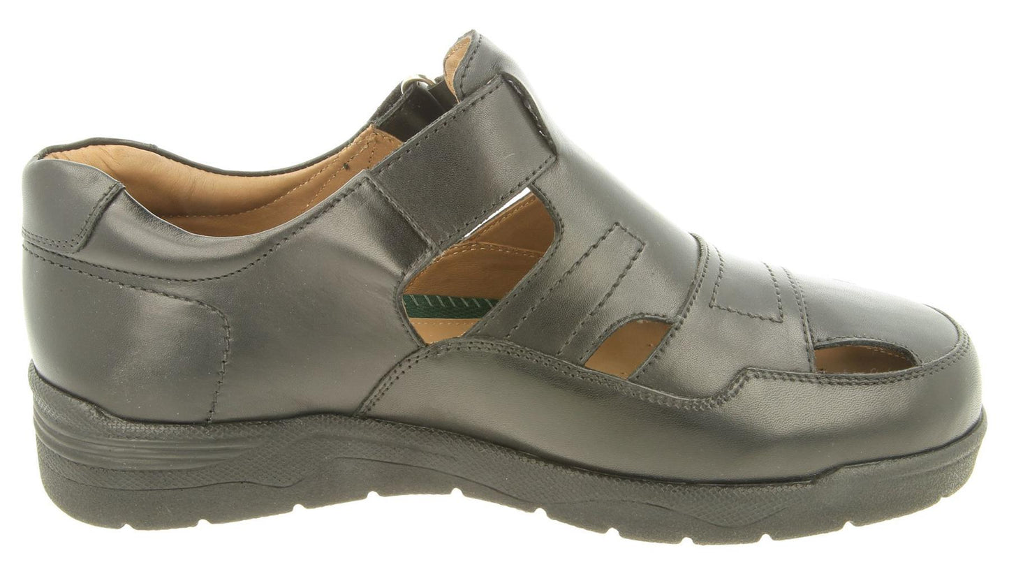 DB Shoes (89223A) Men's BARNEY Classic Touch Fastening Strap Sandal 2V Fit in Black 9 to 16