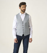 Skopes Aspen Waistcoat For Men in Blue Check Puppytooth, 34R-62R