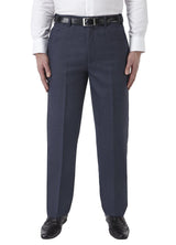 SKOPES Mens Wool Blend Flat Front Trousers in Airforce Blue