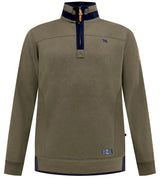 D555 LEICESTER 2 Quarter Neck Fleece Sweatshirt For Men (Tall) in Khaki, LT-3XLT