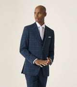 Skopes Spencer Suit Tailored Fit Jacket For Men in Navy Check, 36S-62L