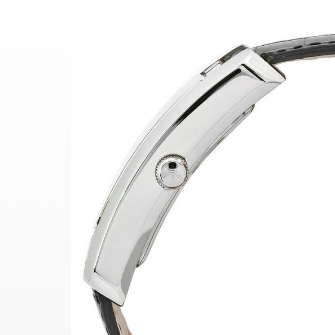 Emporio Armani Men's Watch Leather Black Strap With Black Dial And Silver Case AR0143 Classic Rectangle
