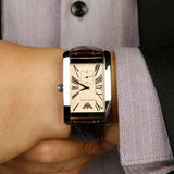 Emporio Armani Men’s Watch Leather Brown Strap With Beige Dial And Silver Case AR0154 Classic