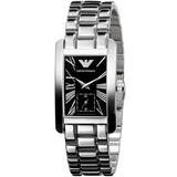 Emporio Armani Women’s Watch Stainless Steel Silver Strap With Black Dial AR0157 Classic