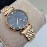 Emporio Armani Women’s Watch Stainless Steel Rose Gold Strap With Black Dial AR11145 Gianni T-Bar