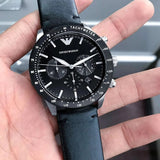 Emporio Armani Men's Watch Black Leather Strap With Black Dial AR11243 Mario