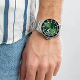 Emporio Armani Men's Watch Stainless Steel Silver Strap & Green Dial AR11338 Diver
