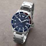 Emporio Armani Men's Watch Stainless Steel Silver Strap With Blue Dial AR11339 Diver