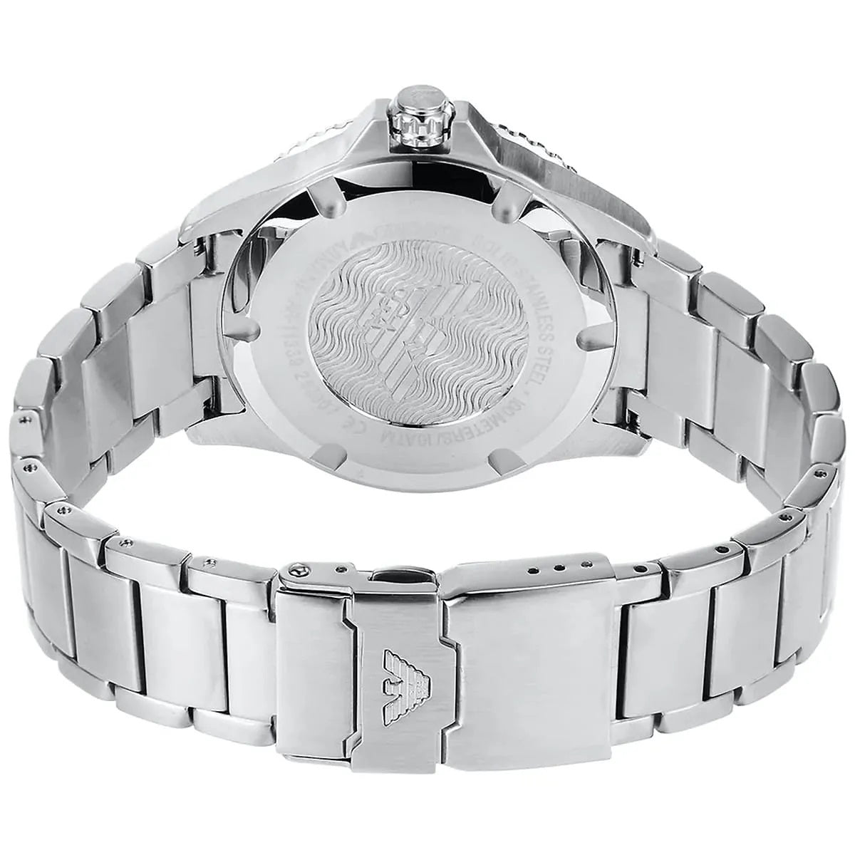 Emporio Armani Men's Watch Stainless Steel Silver Strap With Blue Dial AR11339 Diver