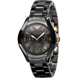 Emporio Armani Women’s Watch Ceramic Black Strap With Black Dial And Rose Gold Tone AR1411