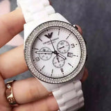 Emporio Armani Women’s Watch Ceramic White Strap With Mother Of Pearl Dial AR1456