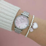 Emporio Armani Women's Watch Stainless Steel Silver Strap With Pink Dial AR1779 Gianni T-Bar