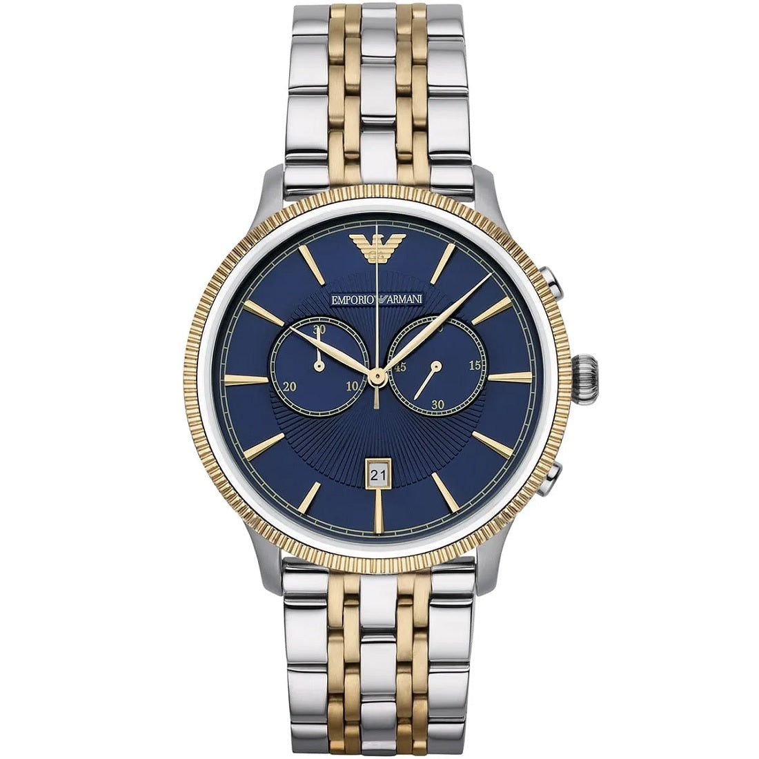Emporio Armani Men’s Watch Stainless Steel Two-Tone Strap With Blue Dial AR1847 Alpha