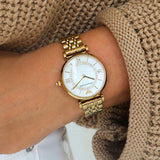 Emporio Armani Women’s Watch Stainless Steel Gold Strap With Mother of Pearl Dial AR1907 Gianni T-Bar