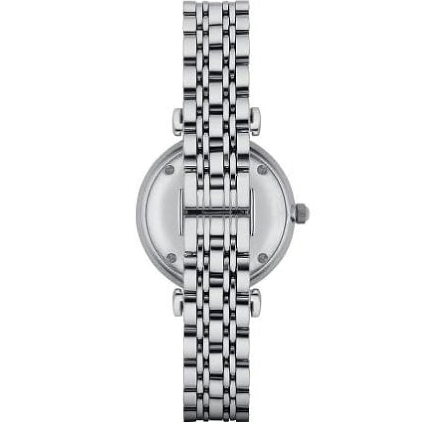 Emporio Armani Women’s Watch Stainless Steel Silver Strap With Mother of Pearl Dial AR1908 Gianni T-Bar