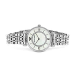 Emporio Armani Women’s Watch Stainless Steel Silver Strap With Mother of Pearl Dial AR1908 Gianni T-Bar