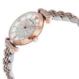 Emporio Armani Women’s Watch Stainless Steel Two Tone Strap & Crystal Pave White Dial AR1926 Gianni T-Bar