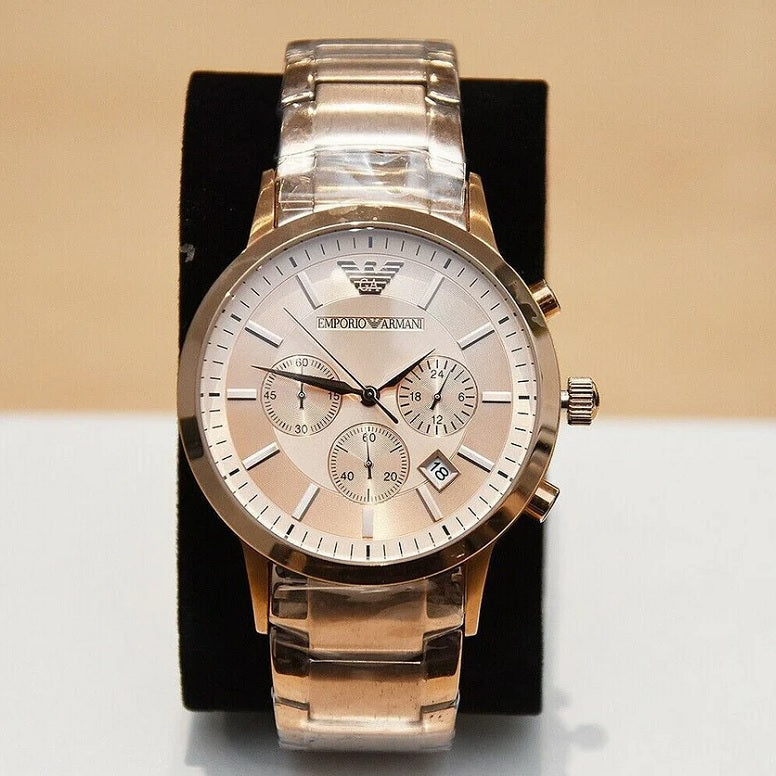 Emporio Armani Men’s Watch Stainless Steel Rose Gold Strap With Rose Gold Dial AR2452 Renato