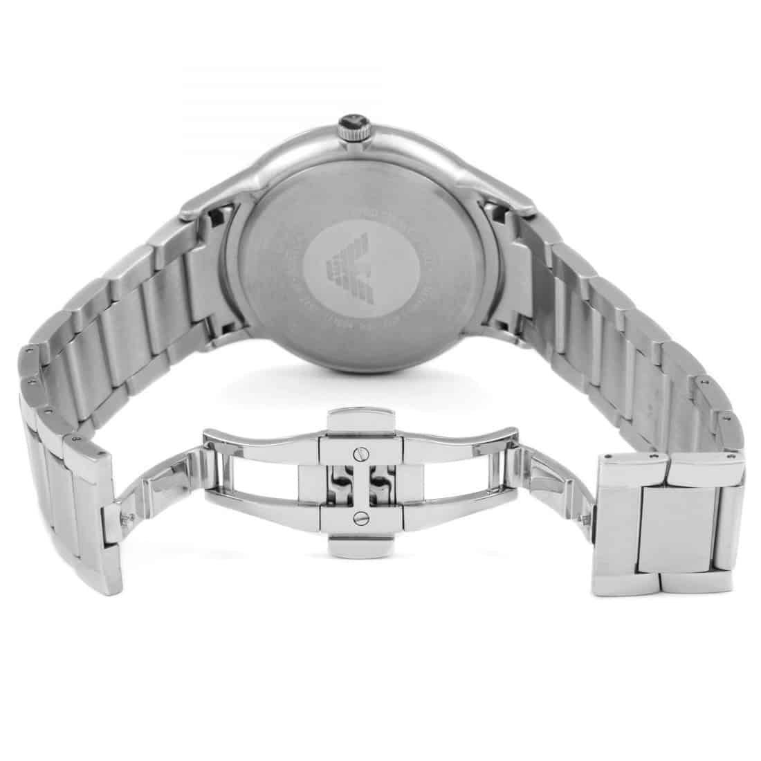 Emporio Armani Men’s Watch Stainless Steel Silver Strap With Black Dial AR2457 Renato