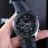 Emporio Armani Men’s Watch Silicone Black & Grey Strap With Black Dial And Silver Case AR5866 Sportivo