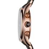 Emporio Armani Women's Watch Silicone Black Strap With Black Dial And Rose Gold Case AR5906 Sportivo