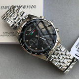 Emporio Armani Men's Watch Stainless Steel Silver Strap With Black Dial  AR5983 Tazio