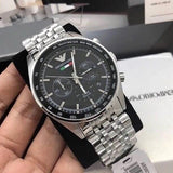 Emporio Armani Men's Watch Stainless Steel Silver Strap With Black Dial  AR5983 Tazio