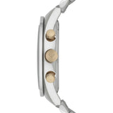 Emporio Armani Men's Watch Stainless Steel Silver & Gold Tone Strap With Navy Blue Dial AR6088 Tazio