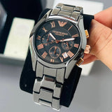 Emporio Armani Men’s Watch Ceramic Black Strap With Black Dial And Rose Gold Tone AR1410