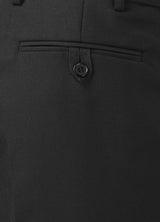 SKOPES Mens Wool Blend Flat Front Trousers in Black