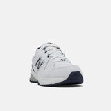 New Balance Men's EE Wide Fit Leather Sneakers (608) in White/Navy in UK 12 (US 12.5/EU 47)