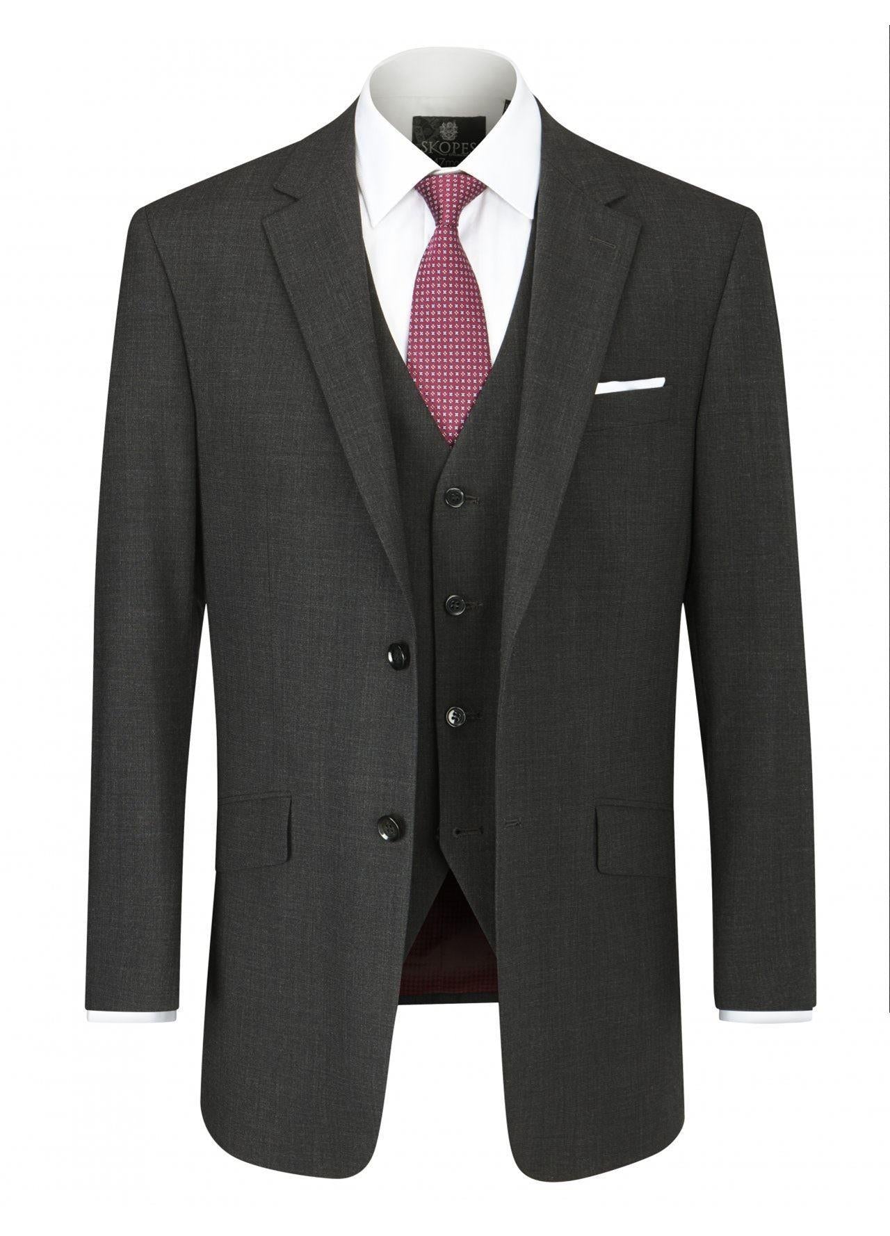 SKOPES Wool Blend Darwin Charcoal Suit Jacket in Size 34 To 62, S/R/L