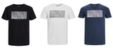 Jack & Jones Plus Men's JJ Peter (12245498) Cotton Short Sleeve Crew Neck Tee in Black & Navy, 1XL to 6XL